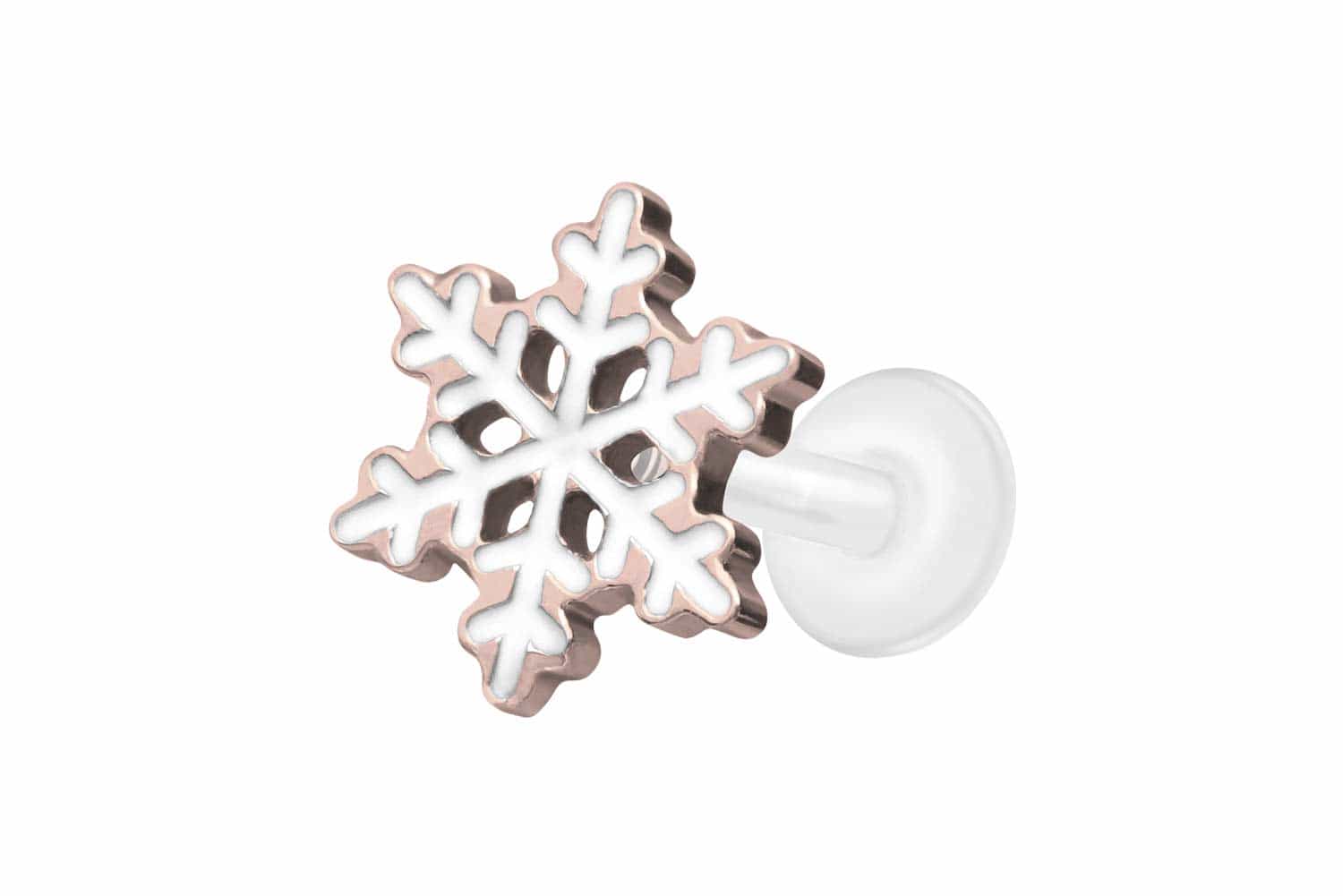 PTFE Labret Piercing mit Innengewinde + Titan-Aufsatz SCHNEEFLOCKE